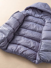 Winter New Light Hooded Warm Down Jacket Women 90% White Duck Down Soft Fit Coat Casual Bread Solid Color Short Outwear