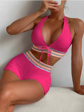 Halter String High Waist Two Piece Bikini Swimsuit Women Swimwear Female Bather Bathing Swimming Swim Suit Beachwear