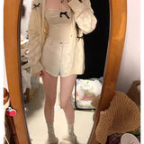 Coquette Cardigan Sweater Woman Kawaii Bow Hollow Out Knitted Tops Korean Fashion Sweet Preppy Cute Aesthetic Solid