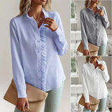 Pbong  women's blouse，Stand collar autumn frilled cardigan with ruffled edges, long-sleeved bubble top