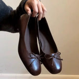 Summer New Woman Casual Square Head Flats Flock Ballerina Church Flats Female Suede Elegant Soft Sole Women Shoes