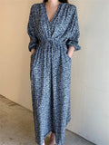 New Print Summer Dress Evening Long Vintage Dress Party Oversize Long Sleeve Beach Women Dresses Robe Vestido Prom
