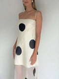Pbong  Polka Dot Printed Double Layer Women Maxi Dress Sexy See Through Mesh Dress Summer Skinny Elegant Party Evening Dress