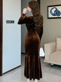 Autumn Vintage French Prom Dresses For Woman Square Collar Slim Long Mermaid Dress New Fashion 2025 Party Prom Clothes