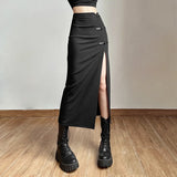Pbong  Skinny High Waist Retro Bow Split Skirts Summer Women's SKirt New Sexy Solid Color Fashion Maxi Skirt for Women Clothing