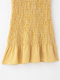 Yellow Plaid Mini Dress Single Breasted Slim Short Dresses For Women 2025 New Turndown Collar Short Sleeve Casual Dress Summer