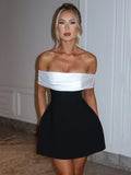 Bow Backless Sexy Mini Dress For Women Robe Elegant Off-shoulder Strapless Sleeveless A-line Club Sexy Dress Vestido