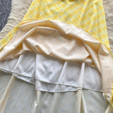 Chic Sexy V-neck Plaid halter Ruched Fairy A-line loose Summer  Women Boho Sundress  women clothing