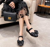 Pbong  Elegant Woman Shoes with Low Heels Mary Janes Bow Tie Satin Ballet Flats Pumps Round Toe  Ladies Shoes Women Summer New In