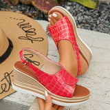 Pbong  Plaid Pattern Wedge Sandals for Women Summer Peep Toe Chunky Platform Sandles Woman Thick Sole Buckle Strap Roman Sandalias