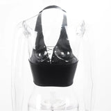 Y2k Women Summer Tank Top Corset Style Black Camisole Tie Back White Vest Crop Sleeveless Top Halter Neck Sexy For Woman