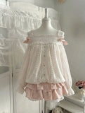 Retro Japanese Lolita Outfits Women Sweet Kawaii Tops Ruffle Mini Dress Suits Y2k Preppy Casual 2 Piece Sets