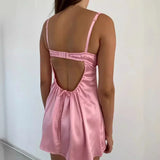 Pbong  Summer Cool Lace Trim Pleated Silk Satin Women's Dress Sleeveless Style Comfortable Lightweight Maxi Gown for Women