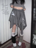 Japanese Style Harajuku Striped Skirt Women Vintage Gothic Y2k Grunge Mini Skirt Punk Irregular Streetwear Short Skirts