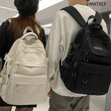 Pbong  College Style Canvas School Bags For Girls Solid Junior High School Student Schoolbag Korean Version Laptop Backpack Women Boys