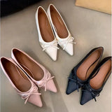 Ballerina Satin Women's Flat Shoes Comfort Non-slip Pointed Toe Ladies Loafers Flats Elegant Bowknot Women's Single Shoes