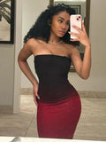 Off-shoulder Backless Sexy Maxi Dress For Women Gown Gradient Strapless Sleeveless Bodycon Club Long Dress Vestido