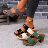Pbong  Women Summer Lightweight Hollow Sandals High Heels New Dress Chunky Open Toe Slippers Female Casual Slingback Slides Shoes