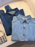 Women's Denim Shirt 2025 Spring Summer Loose Comfortable Ladies Cowboy Tops Blue Retro Be All-match Lady Elegant Blouse