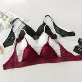 Floral Lace Bralette Girls Non-Wire Push Up Bras For Women Soft Sexy Intimates Brassiere V-neck Lingerie Female Underwear