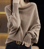Cowl Neck Knit Top for Women Batwing Sleeve Sweater Pullovers Female Fine Knitwear Autumn Winter Elegant Outfit