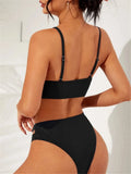 Solid Hollow Out Two Piece Bikini Swimsuit Women Swimwear Female Bathers Bathing Swimming Swim Suit Beachwear