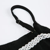 Black Bow Lace Trim Frill A-Line Dress