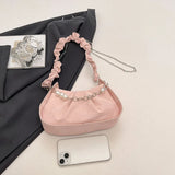 Pbong  Fashionable Pleated Chain Underarm Bag Women's Crossbody Bag Stylish Versatile Single Shoulder Bag for Casual Travel