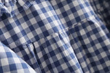 New Autumn Cotton White Shirts Women Student Sweet Tops Girl Peter Pan Collar Plaid Casual Cute Loose Blouses Spring T39132QM