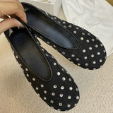 Pbong  Fashion Crystal Women Ballet Flats Mesh Dance Flat Shoes Casual Driving Walking Loafers Espadrilles Ladies Slip-on Lazy Shoes