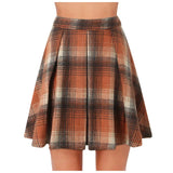 Pbong  Retro Patchwork Mini Skirt Casual Checkered Half-length Skirts Elegant Commute Style Polyester Blend Cross-Border Fashion