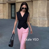 Women's Suit Vest Coat 2025 Spring Summer Sleeveless Retro Style Ladies Blazer Vest Temperament Short Lady Cardigan Waistcoat