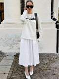 Cotton Linen White Long Skirt High Waist Zipper Casual Autumn Skirt New Fashion Spring Skirts Female Clothing