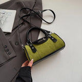 Vintage Small Faux Suede Shoulder Bags for Women Bucket Crossbody Bag Winter Luxury Designer Handbags and Purses