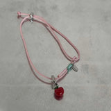 Fashion Red Apple Pendant Bracelet For Women Girls Sweet Cute Fruit Pink Woven Rope Adjustable Bracelet Jewelry Gift