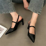 Pbong  Spring Summer Narrow Band Slingbacks Women Pumps Sandals Elegant Low Heels Casual Party Dress Mule Shoes