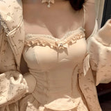 New All Match Sweet Three Piece Sets Sexy Slim Patchwork Lace Tank Top Japan Popular Streetwear Tiered Lace Skirts Lazy Cardigan