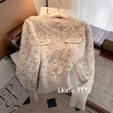 Autumn And Winter 2025 Elegant Korean Version Women Knitted Cardigan Sweater Coat Temperament Versatile Female Sweater Jacket