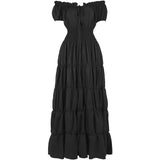 Renaissance Medieval Dress Women Irish Off Shoulder Short Sleeves Elastic Waist Elegant Sexy Long Dress Party  Adult Clothing