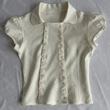 2000s Button punk Aesthetic solid color rop top casual fashion streetwear Hip-hop hot girl American Retro summer short T-shirts