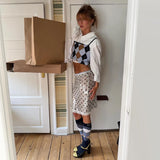 Polk Dot Printed Elegant Low Waist Straight Midi Skirt Y2K Summer Fashion Holiday French New All-Match Women Vestidos