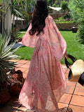 Women Autumn Floral Casual Beach Evening Party Long Dresses V Neck Vintage A-line Dress Korean Fashion Sweet Vestidos Mujer New