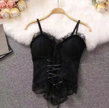 New Y2k Clothes Sexy Crop Tops Women Corset Lace Bandage T-shirt Camisole Woman Sling Tank Top Fashion Sleeveless Waistcoat Gift