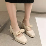 Pbong  Shoes for Women with Bow Square Toe Moccasins Woman Pumps Stilito on Promotion Popular Comfortable and Elegant Chic Slip 39 Non
