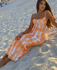 Women Summer Party Sleeveless Slim Printed Bodycon Beach Long Dress Female Clothing Streetwear Wholesale Items