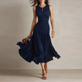 Pbong  Summer Elegant Long Party Dress Women Fashion Sleeveless O-neck Slim A-line Maxi Dresses Casual