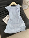 Y2k One Piece Dress Korean Japanese Kawaii Lolita Dress Pure Color Elegant Sweet Fairy Short Party Dress Summer Vintage Clothing