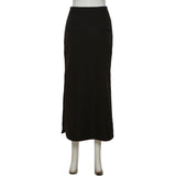 Goth Dark Grunge Casual Tag Split Women Midi Skirts Mall Gothic Punk High Raise Slim Long Skirt Y2k Sexy Fashion Streetwear