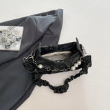 Pbong  Fashionable Pleated Chain Underarm Bag Women's Crossbody Bag Stylish Versatile Single Shoulder Bag for Casual Travel