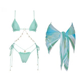 2025 One Piece Swimsuit With Chain Sexy Women Bikini Cut Out Swimwear Female Bandeau Biquini Push Up Bathing Suits Beachwear